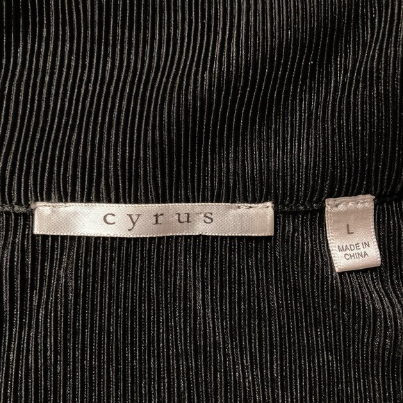 CYRUS Black ribbed button-front shirt corporate goth blouse MEDIUM LARGE XL top - Picture 2 of 14